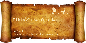 Miklóska Aletta névjegykártya